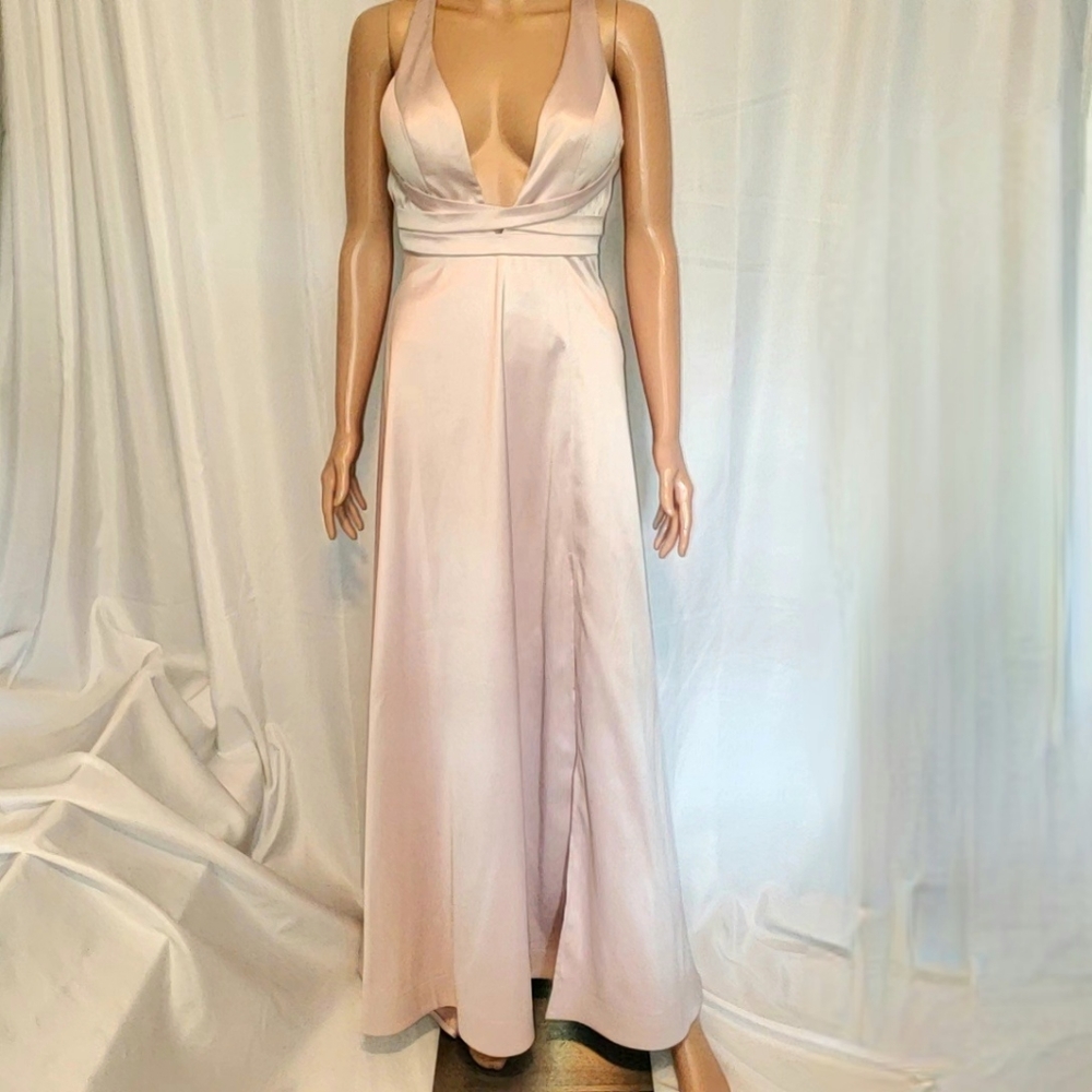 NWT Sequin Hearts Buff Satin Long Dress 3